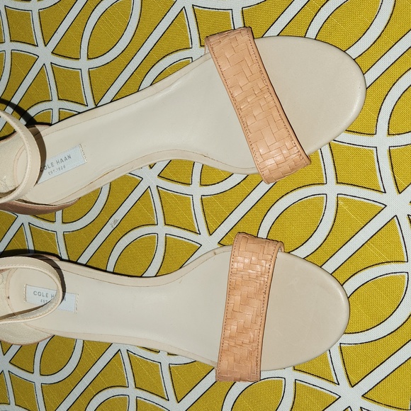 Cole Hann peach nectar genevieve weave wedge sandals size 9 - Picture 2 of 10